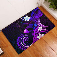 Hawaii Humuhumu Reef Triggerfish Rubber Doormat Violet With Plumeria LT05 Violet - Polynesian Pride