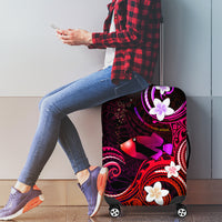 Hawaii Humuhumu Reef Triggerfish Luggage Cover Maroon With Plumeria LT05 - Polynesian Pride