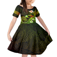 Personalised Hawaii Humuhumu Reef Triggerfish Family Matching Summer Maxi Dress and Hawaiian Shirt Reggae With Plumeria LT05 Daughter's Dress Reggae - Polynesian Pride