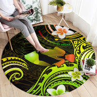 Hawaii Humuhumu Reef Triggerfish Round Carpet Reggae With Plumeria LT05 - Polynesian Pride