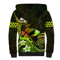Personalised Hawaii Humuhumu Reef Triggerfish Sherpa Hoodie Reggae With Plumeria LT05 - Polynesian Pride
