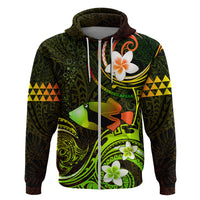 Personalised Hawaii Humuhumu Reef Triggerfish Zip Hoodie Reggae With Plumeria LT05 Zip Hoodie Reggae - Polynesian Pride