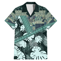 Hawaii Plant Kalo Family Matching Mermaid Dress and Hawaiian Shirt Hawaiian Tapa Pattern LT05 Dad's Shirt - Short Sleeve Green - Polynesian Pride