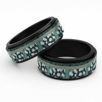 Hawaii Plant Kalo Spinner Ring Hawaiian Tapa Pattern - Polynesian Pride