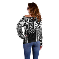 Polynesia Maui Tattoo Inspired Off Shoulder Sweater Black Version