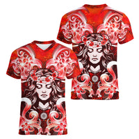 Hawaii Goddess Of Fire Madame Pele Women V Neck T Shirt Polynesian Style LT05 - Polynesian Pride