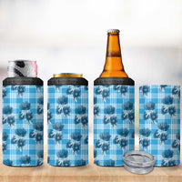 Blue Palaka Hawaii 4 in 1 Can Cooler Tumbler Hawaiian Lehua Blossoms