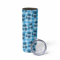 Blue Palaka Hawaii Skinny Tumbler Hawaiian Lehua Blossoms