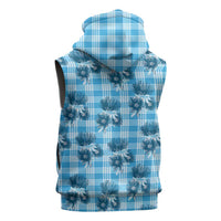 Blue Palaka Hawaii Sleeveless Zip Hoodie Hawaiian Lehua Blossoms