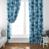 Blue Palaka Hawaii Window Curtain Hawaiian Lehua Blossoms