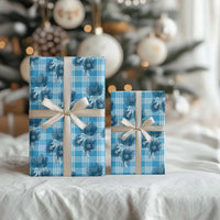 Blue Palaka Hawaii Wrapping Paper Hawaiian Lehua Blossoms