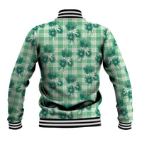 Green Palaka Hawaii Baseball Jacket Hawaiian Lehua Blossoms
