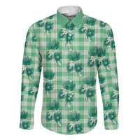 Green Palaka Hawaii Family Matching Short Sleeve Bodycon Dress and Hawaiian Shirt Hawaiian Lehua Blossoms LT05 Dad's Shirt - Long Sleeve Green - Polynesian Pride