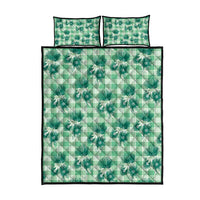 Green Palaka Hawaii Quilt Bed Set Hawaiian Lehua Blossoms