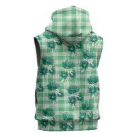 Green Palaka Hawaii Sleeveless Zip Hoodie Hawaiian Lehua Blossoms