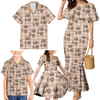 Brown Palaka Hawaii Family Matching Mermaid Dress and Hawaiian Shirt Hawaiian Lehua Blossoms LT05 - Polynesian Pride