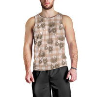Brown Palaka Hawaii Men Tank Top Hawaiian Lehua Blossoms
