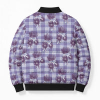 Purple Palaka Hawaii Bomber Puffer Jacket Hawaiian Lehua Blossoms