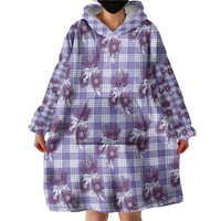 Purple Palaka Hawaii Wearable Blanket Hoodie Hawaiian Lehua Blossoms