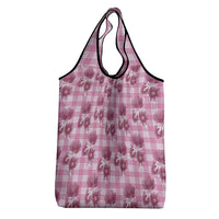 Pink Palaka Hawaii Grocery Bag Hawaiian Lehua Blossoms