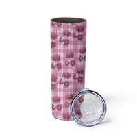 Pink Palaka Hawaii Skinny Tumbler Hawaiian Lehua Blossoms