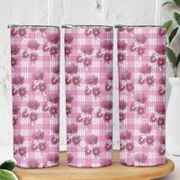 Pink Palaka Hawaii Skinny Tumbler Hawaiian Lehua Blossoms