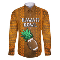 Custom Hawaii Honolulu Football Bowl Family Matching Tank Maxi Dress and Hawaiian Shirt Simple Style LT05 Dad's Shirt - Long Sleeve Brown - Polynesian Pride