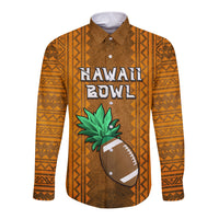 Custom Hawaii Honolulu Football Bowl Long Sleeve Button Shirt Simple Style LT05 Unisex Brown - Polynesian Pride
