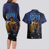 Philippines The First Hero Couples Matching Long Sleeve Bodycon Dress and Hawaiian Shirt Lapu Lapu Know Your Roots