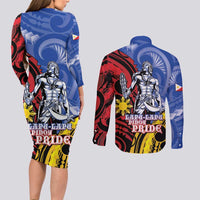 Philippines Lapu-Lapu Couples Matching Long Sleeve Bodycon Dress and Long Sleeve Button Shirt Proud Of My King