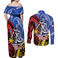 Philippines Lapu-Lapu Couples Matching Off Shoulder Maxi Dress and Long Sleeve Button Shirt Proud Of My King