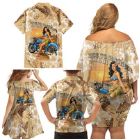 Aloha Hawaii Biker Family Matching Off Shoulder Short Dress and Hawaiian Shirt Ride To Paradise LT05 - Polynesian Pride