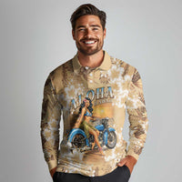Aloha Hawaii Biker Long Sleeve Polo Shirt Ride To Paradise