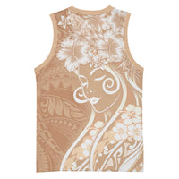 Polynesian Women's Day Basketball Jersey Brown Hibiscus Flowers With Polynesian Pattern