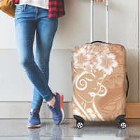 Polynesian Women's Day Luggage Cover Brown Hibiscus Flowers With Polynesian Pattern