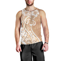 Polynesian Women's Day Men Tank Top Brown Hibiscus Flowers With Polynesian Pattern