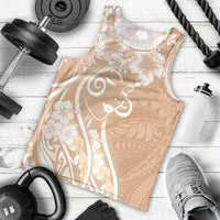 Polynesian Women's Day Men Tank Top Brown Hibiscus Flowers With Polynesian Pattern