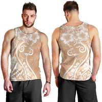 Polynesian Women's Day Men Tank Top Brown Hibiscus Flowers With Polynesian Pattern