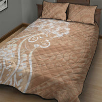 Polynesian Women's Day Quilt Bed Set Brown Hibiscus Flowers With Polynesian Pattern