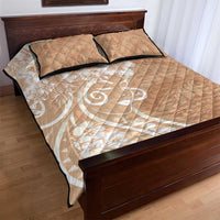 Polynesian Women's Day Quilt Bed Set Brown Hibiscus Flowers With Polynesian Pattern