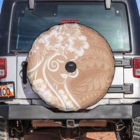 Polynesian Women's Day Spare Tire Cover Brown Hibiscus Flowers With Polynesian Pattern