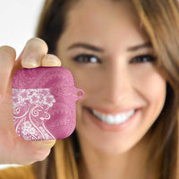 Polynesian Women's Day AirPods Case Pink Hibiscus Flowers With Polynesian Pattern