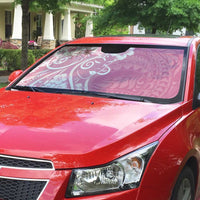 Polynesian Women's Day Auto Sun Shade Pink Hibiscus Flowers With Polynesian Pattern