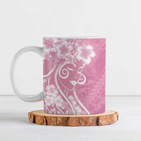 Polynesian Women's Day Ceramic Mug Pink Hibiscus Flowers With Polynesian Pattern