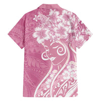 Polynesian Women's Day Family Matching Off Shoulder Short Dress and Hawaiian Shirt Pink Hibiscus Flowers With Polynesian Pattern LT05 - Polynesian Pride