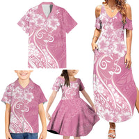 Polynesian Women's Day Family Matching Summer Maxi Dress and Hawaiian Shirt Pink Hibiscus Flowers With Polynesian Pattern LT05 - Polynesian Pride
