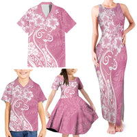 Polynesian Women's Day Family Matching Tank Maxi Dress and Hawaiian Shirt Pink Hibiscus Flowers With Polynesian Pattern LT05 - Polynesian Pride