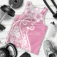 Polynesian Women's Day Men Tank Top Pink Hibiscus Flowers With Polynesian Pattern