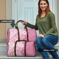 Polynesian Women's Day Travel Bag Pink Hibiscus Flowers With Polynesian Pattern
