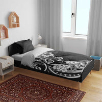 Polynesian Women's Day Bedding Set Black Hibiscus Flowers With Polynesian Pattern